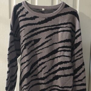 Zebra Print Crew Neck Sweater